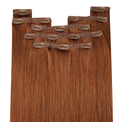 Clip-in Echthaarverlängerung 55cm – Kupferfarben, 120g