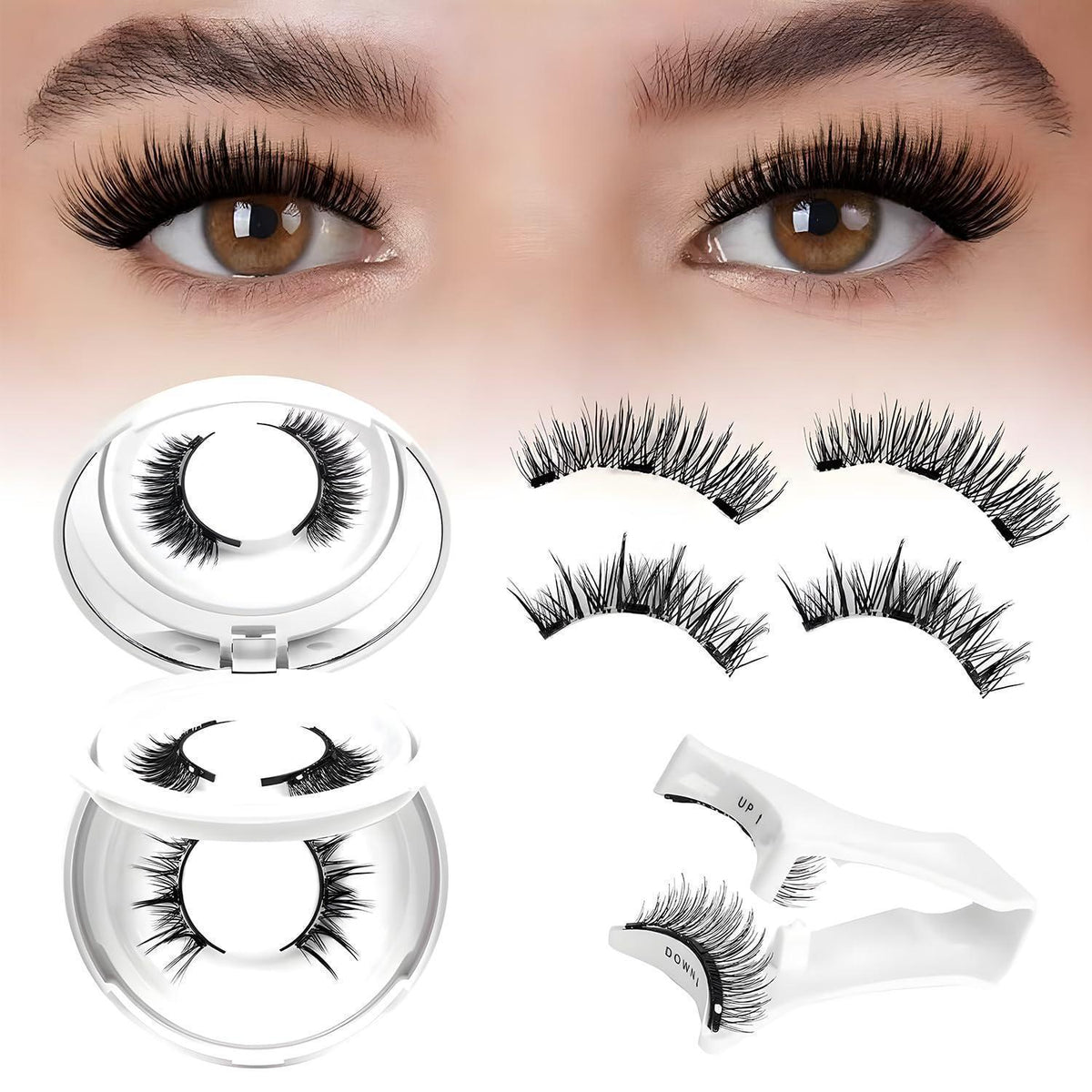 Magnetische Wimpern Set mit Spiegel – 2 Paar, Natürlicher Look