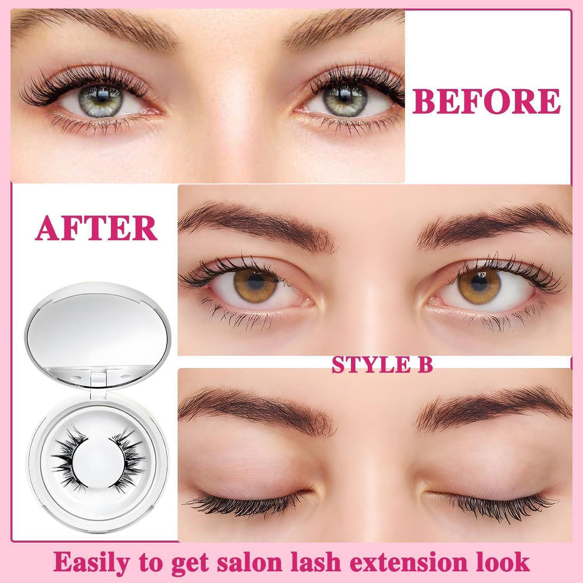 Magnetische Wimpern Set mit Spiegel – 2 Paar, Natürlicher Look