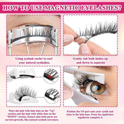 Magnetische Wimpern Set mit Spiegel – 2 Paar, Natürlicher Look
