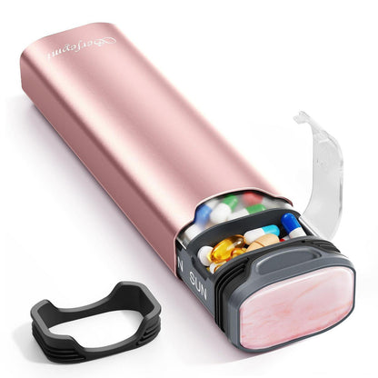 Tablettenbox 7 Tage - Metall Pillendose mit Deckel Rosa