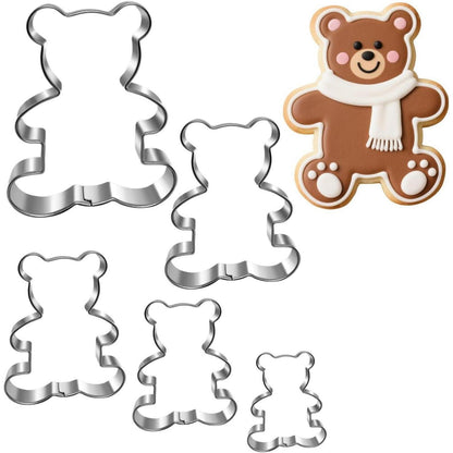Bären Ausstechformen Set, 5 Stück Edelstahl, Plätzchen & Keksausstecher