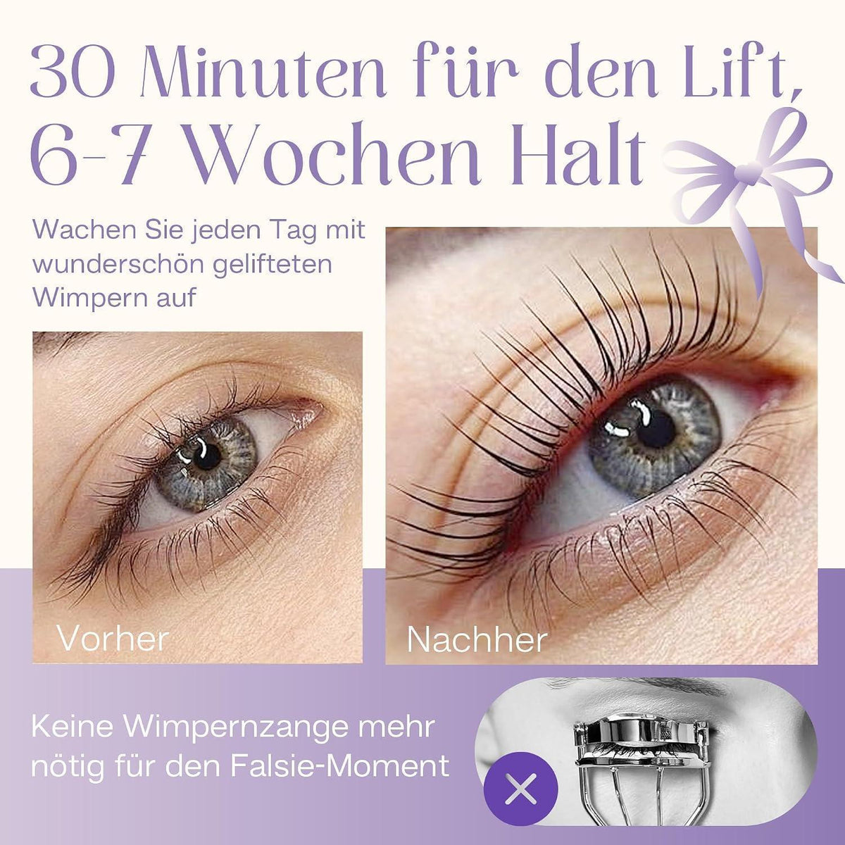 Wimpernlifting Set für dauerhafte, geschwungene Wimpern