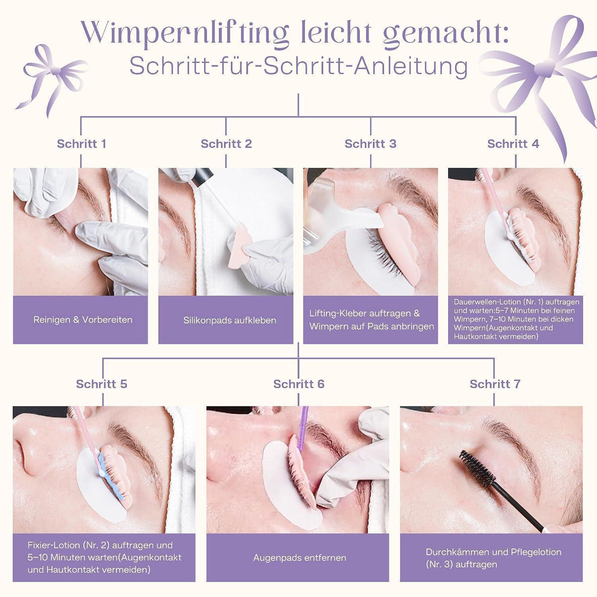 Wimpernlifting Set für dauerhafte, geschwungene Wimpern