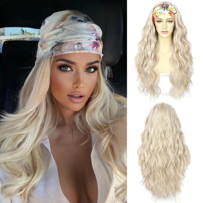 Platinblond Body Wave Stirnband Perücke – Lange, gewellte Synthetikperücke