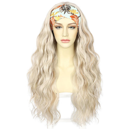Platinblond Body Wave Stirnband Perücke – Lange, gewellte Synthetikperücke