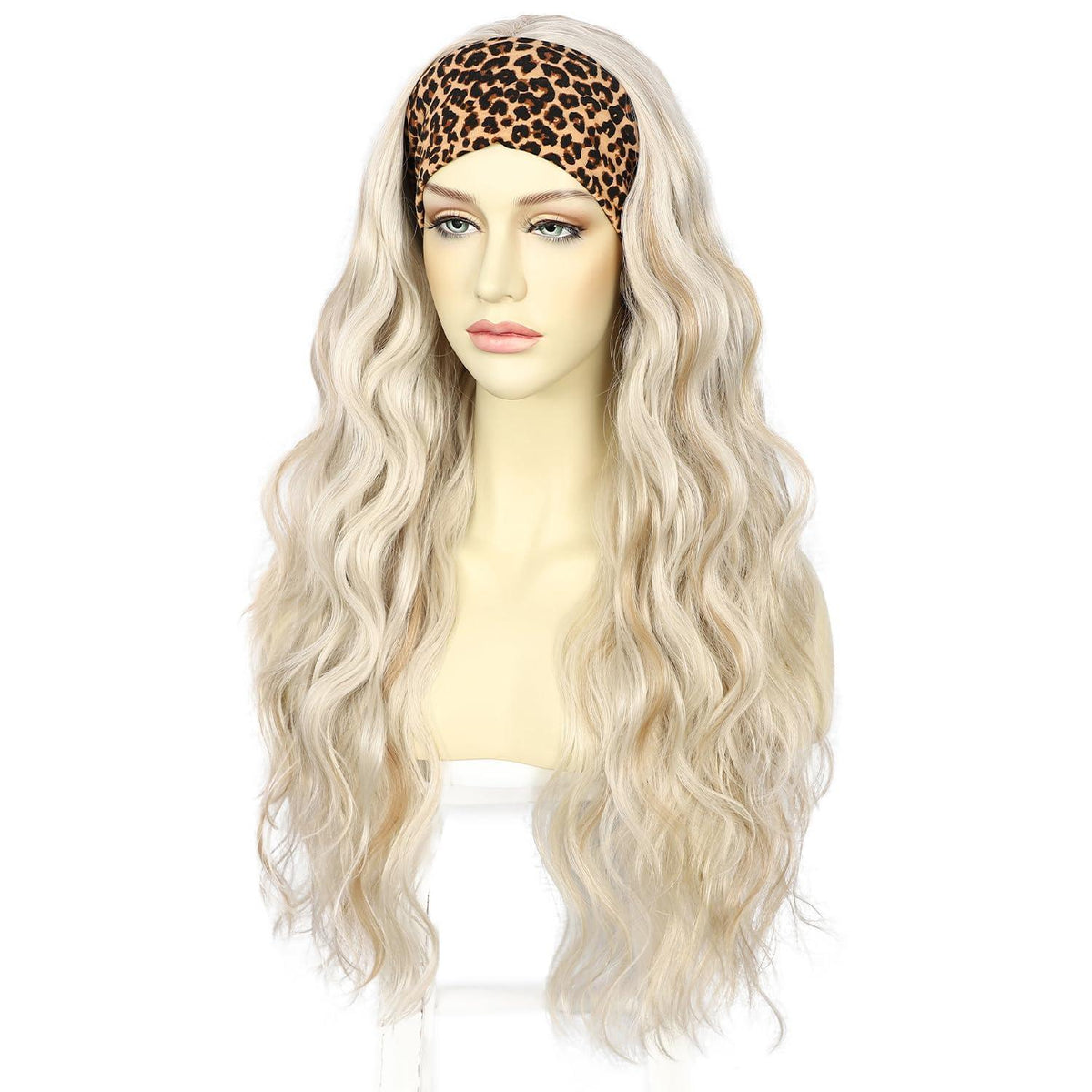 Platinblond Body Wave Stirnband Perücke – Lange, gewellte Synthetikperücke