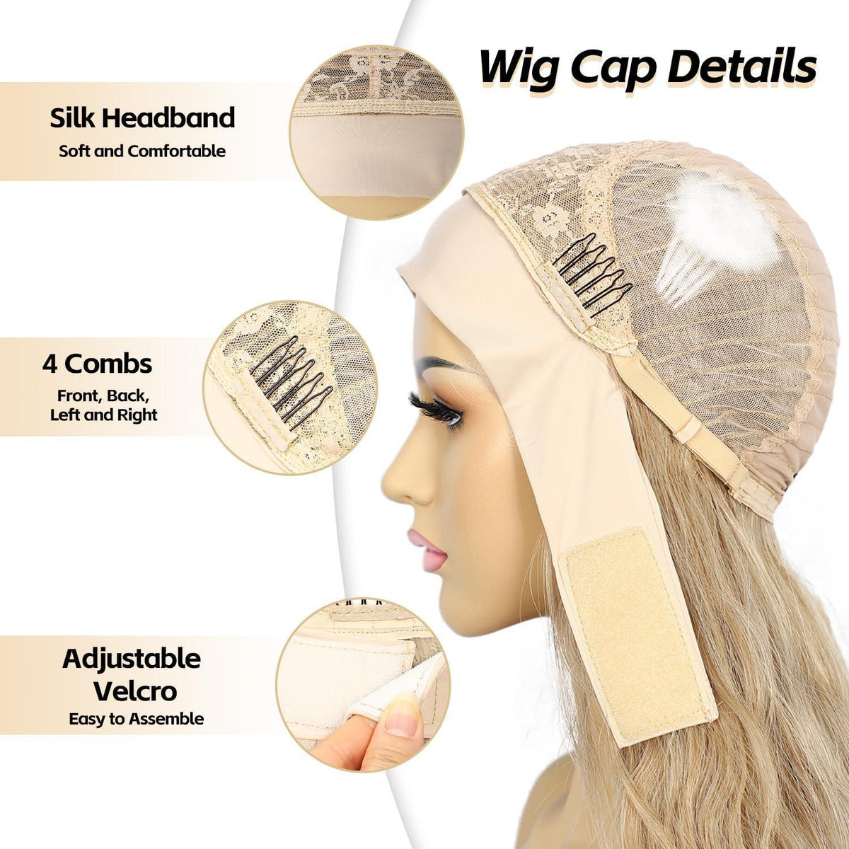 Platinblond Body Wave Stirnband Perücke – Lange, gewellte Synthetikperücke