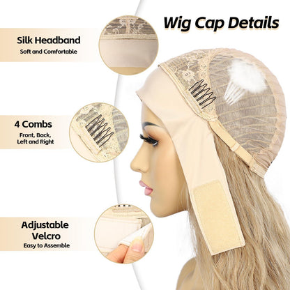 Platinblond Body Wave Stirnband Perücke – Lange, gewellte Synthetikperücke