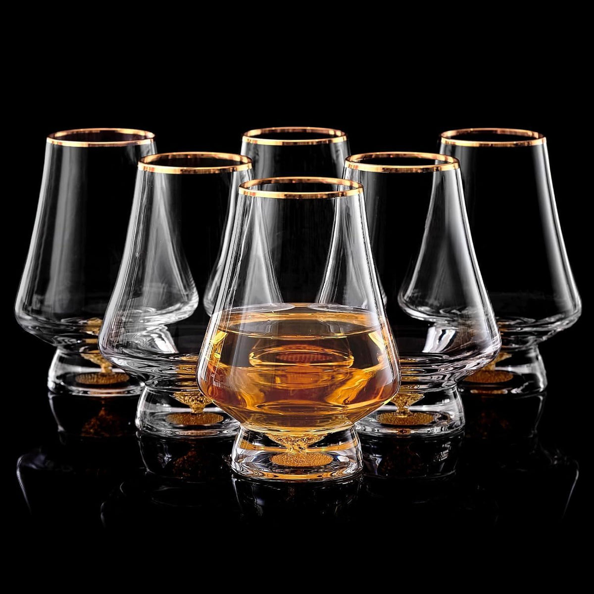 Kristall Whisky Gläser 6er Set mit 24K Goldflocken