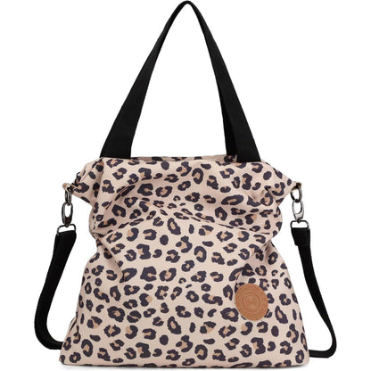 Canvas Umhängetasche mit Leopardendruck, große Kapazität