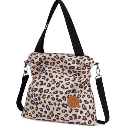 Canvas Umhängetasche mit Leopardendruck, große Kapazität