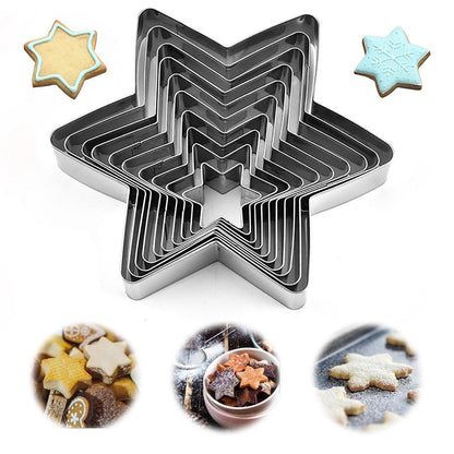 Ausstecher Stern Set 10 Größen Edelstahl Plätzchen Fondant Kuchen Deko