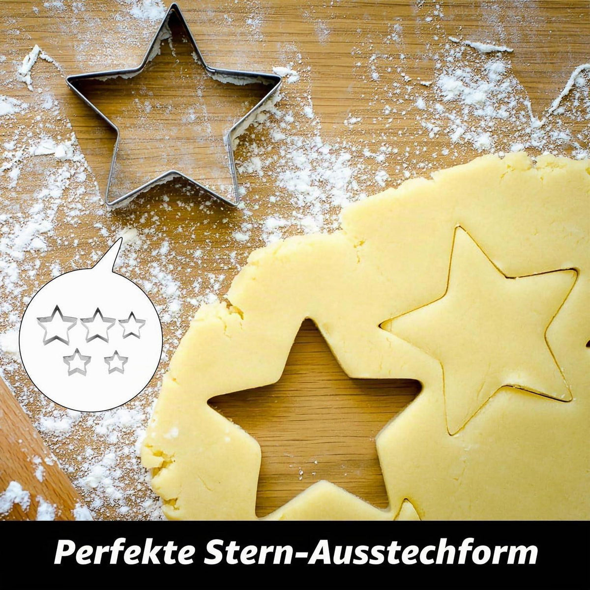Ausstecher Stern Set 10 Größen Edelstahl Plätzchen Fondant Kuchen Deko