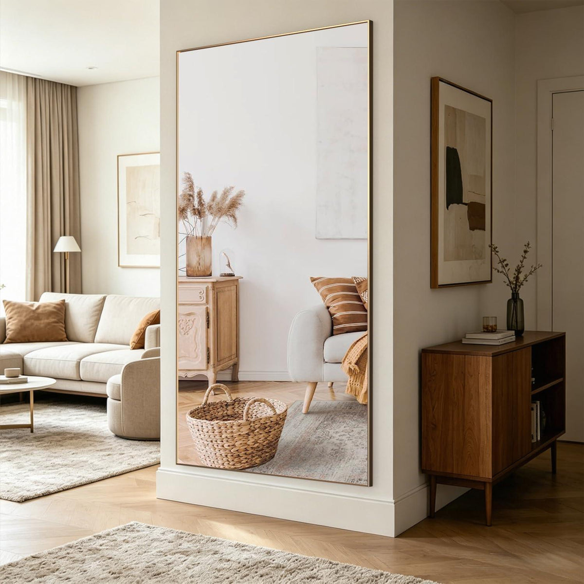Ganzkörperspiegel Längenspiegel Gold 198x96 cm
