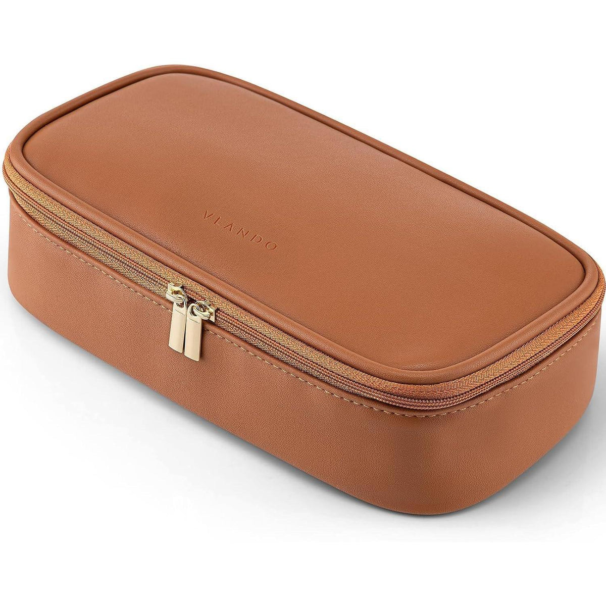 Kosmetiktasche Dunkelbraun Klein & Tragbar in Lederoptik