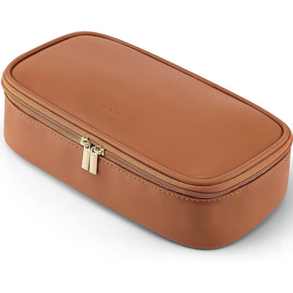 Kosmetiktasche Dunkelbraun Klein & Tragbar in Lederoptik