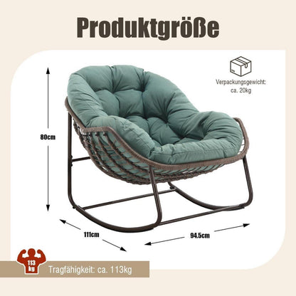 Rattan Schaukelstuhl Eiförmig – Loungesessel Indoor & Outdoor Grün