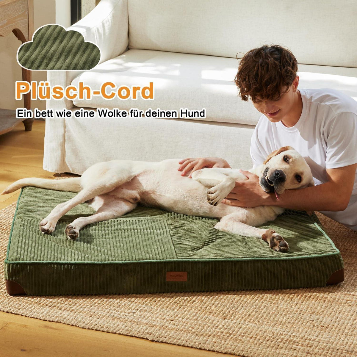 Orthopädisches Hundebett Groß – Grün, 107x76x10 cm