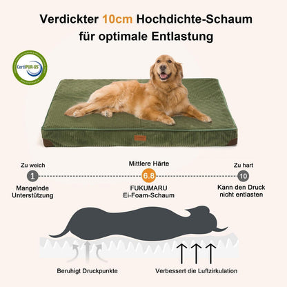 Orthopädisches Hundebett Groß – Grün, 107x76x10 cm