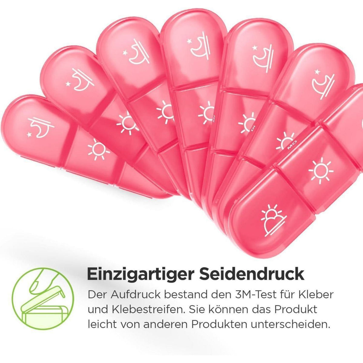Wöchentliche Pillendose 7 Tage mit 3 Fächern, extra groß, Rosa
