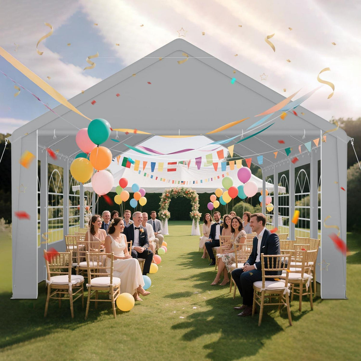 Pavillon 4x8m mit Seitenteilen & Fenster – Partyzelt für Garten & Events