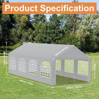 Pavillon 4x8m mit Seitenteilen & Fenster – Partyzelt für Garten & Events