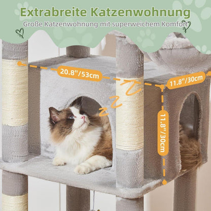 XXL Kratzbaum für Katzen – 180cm, Stabil & mit Hängematte