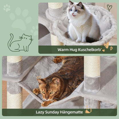 XXL Kratzbaum für Katzen – 180cm, Stabil & mit Hängematte