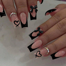 Französische Nagelspitzen Schwarz – 24 Stk. Aufkleber & Nagelfeile