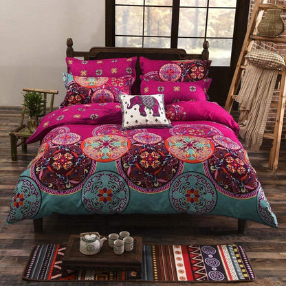 Boho Bettwäsche-Set 220x240 cm Lila mit Mandala