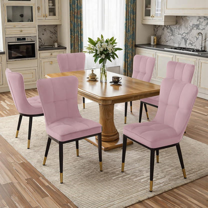 Samt Esszimmerstühle 2er Set – Rosa, Bequem & Robust