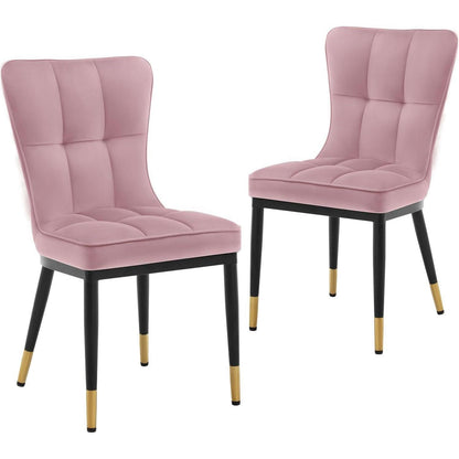 Samt Esszimmerstühle 2er Set – Rosa, Bequem & Robust