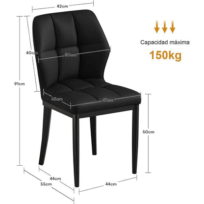 Esszimmerstühle 2er Set, Modernes mit Rautenmuster in Lederoptik