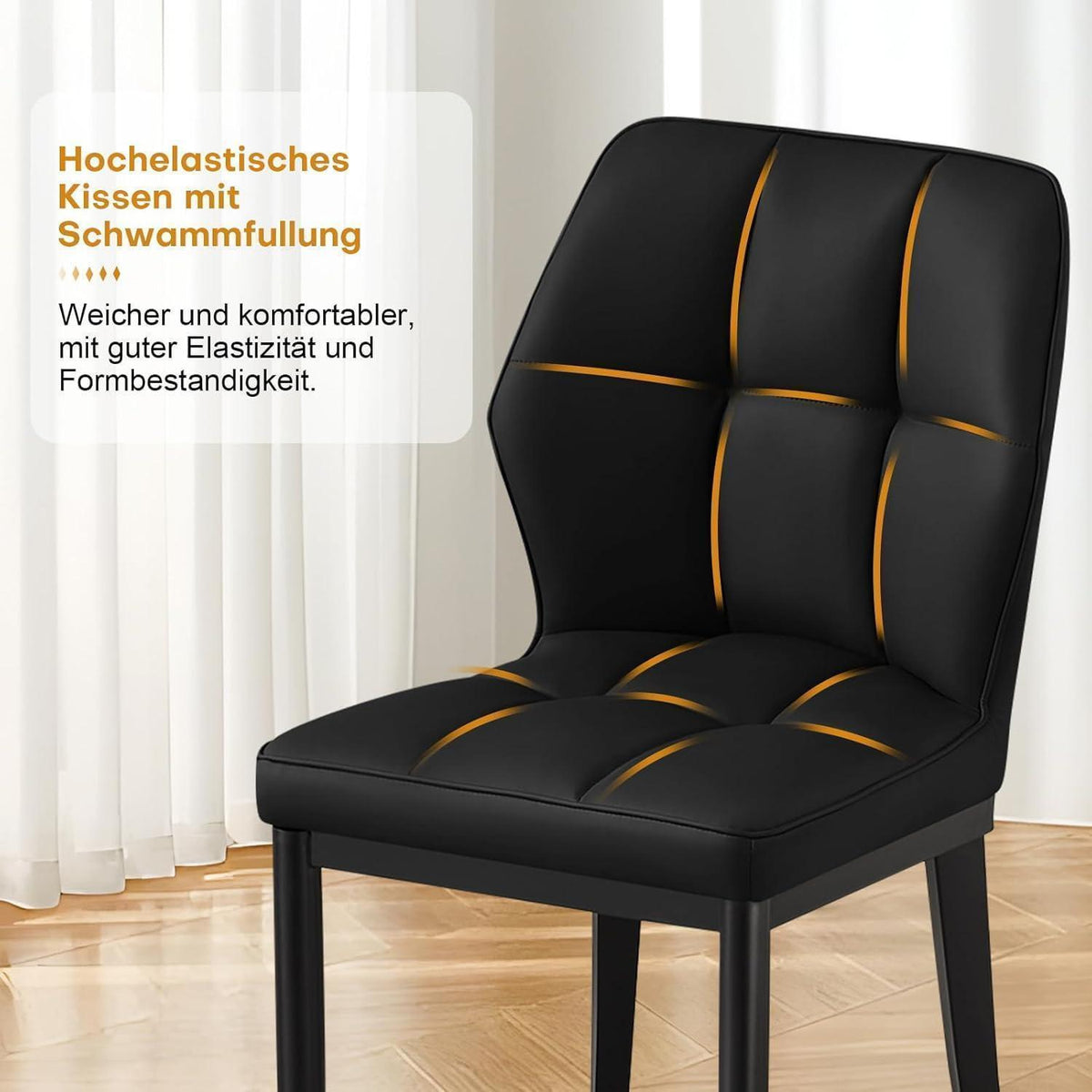 Esszimmerstühle 2er Set, Modernes mit Rautenmuster in Lederoptik