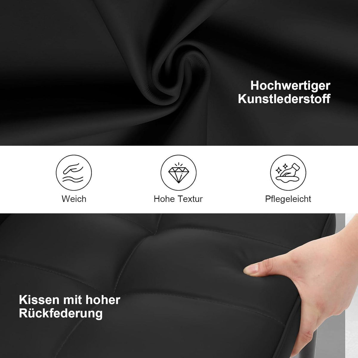 Esszimmerstühle 2er Set, Modernes mit Rautenmuster in Lederoptik