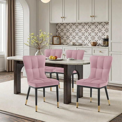Samt Esszimmerstühle Set 4er – Rosa, Bequem & Robust