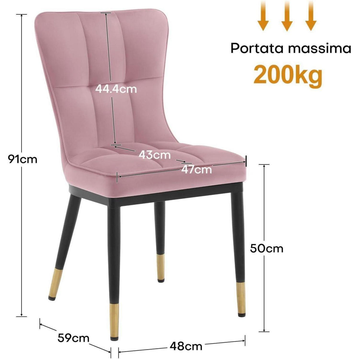 Samt Esszimmerstühle Set 4er – Rosa, Bequem & Robust