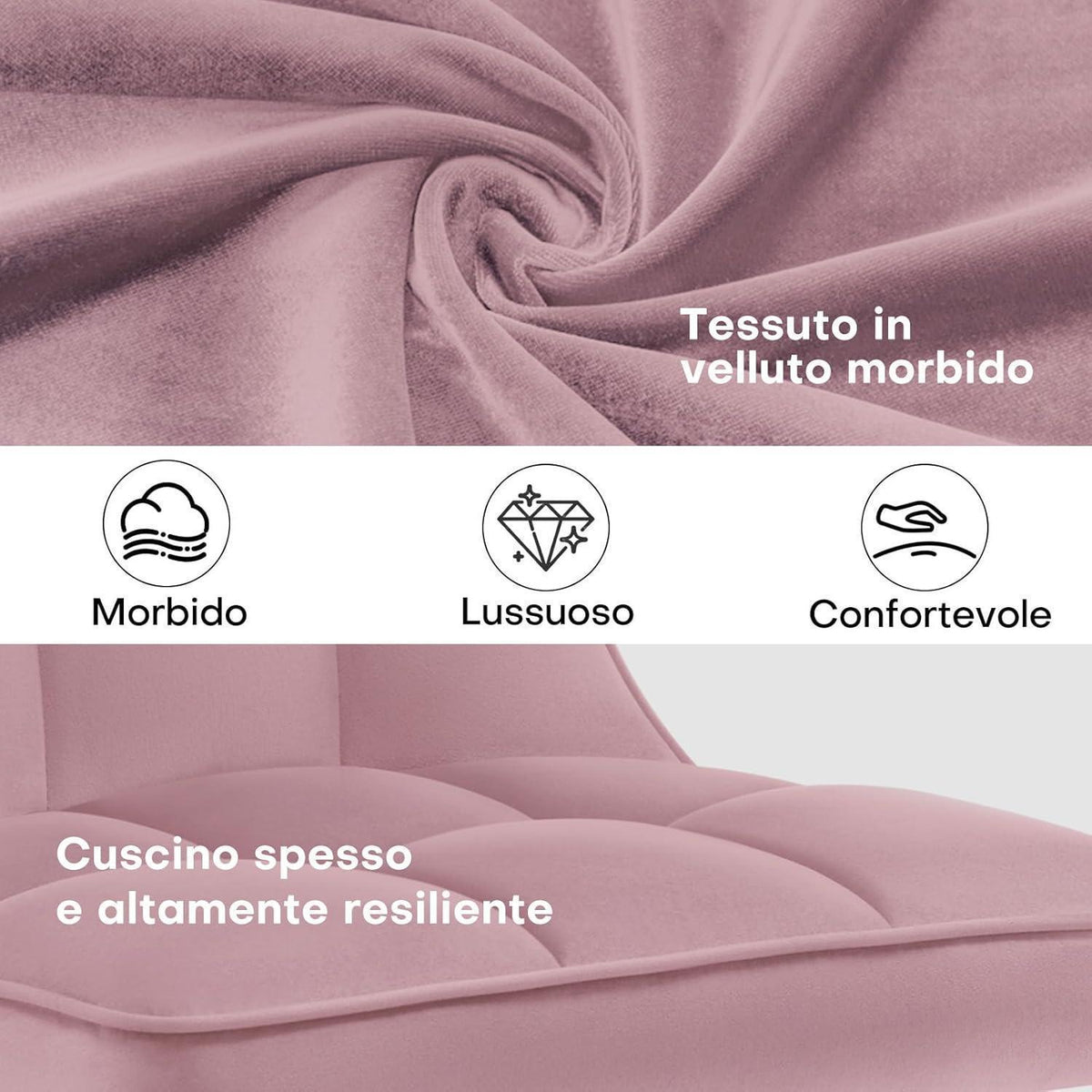 Samt Esszimmerstühle Set 4er – Rosa, Bequem & Robust