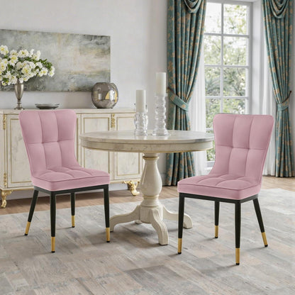 Samt Esszimmerstühle Set 4er – Rosa, Bequem & Robust