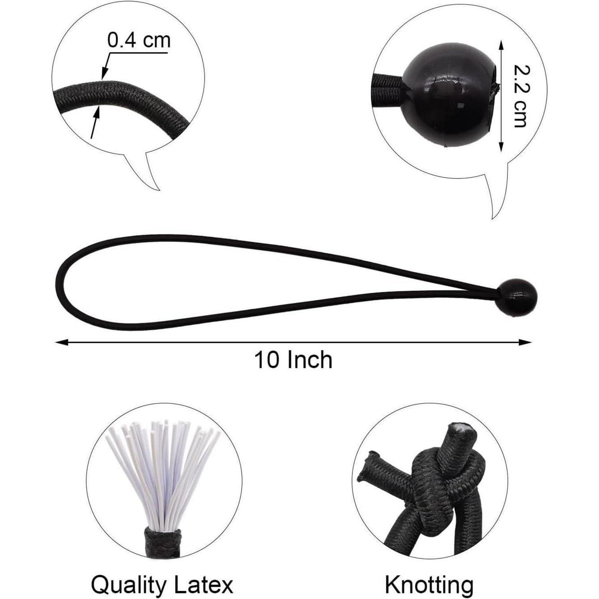 25cm Spanngummis mit Kugel – 100er Set für Zelt & Plane