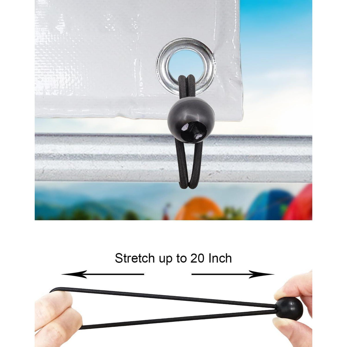 25cm Spanngummis mit Kugel – 100er Set für Zelt & Plane