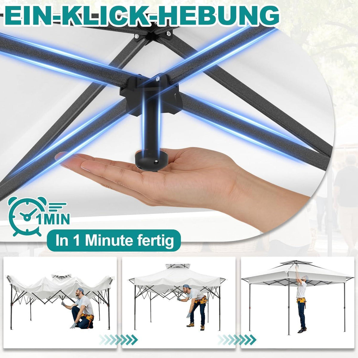 4x4m Faltpavillon mit UV-Schutz & Moskitonetz