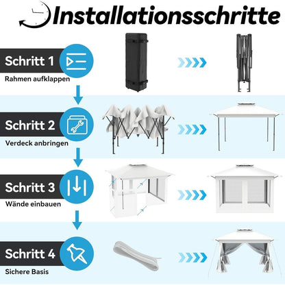 4x4m Faltpavillon mit UV-Schutz & Moskitonetz