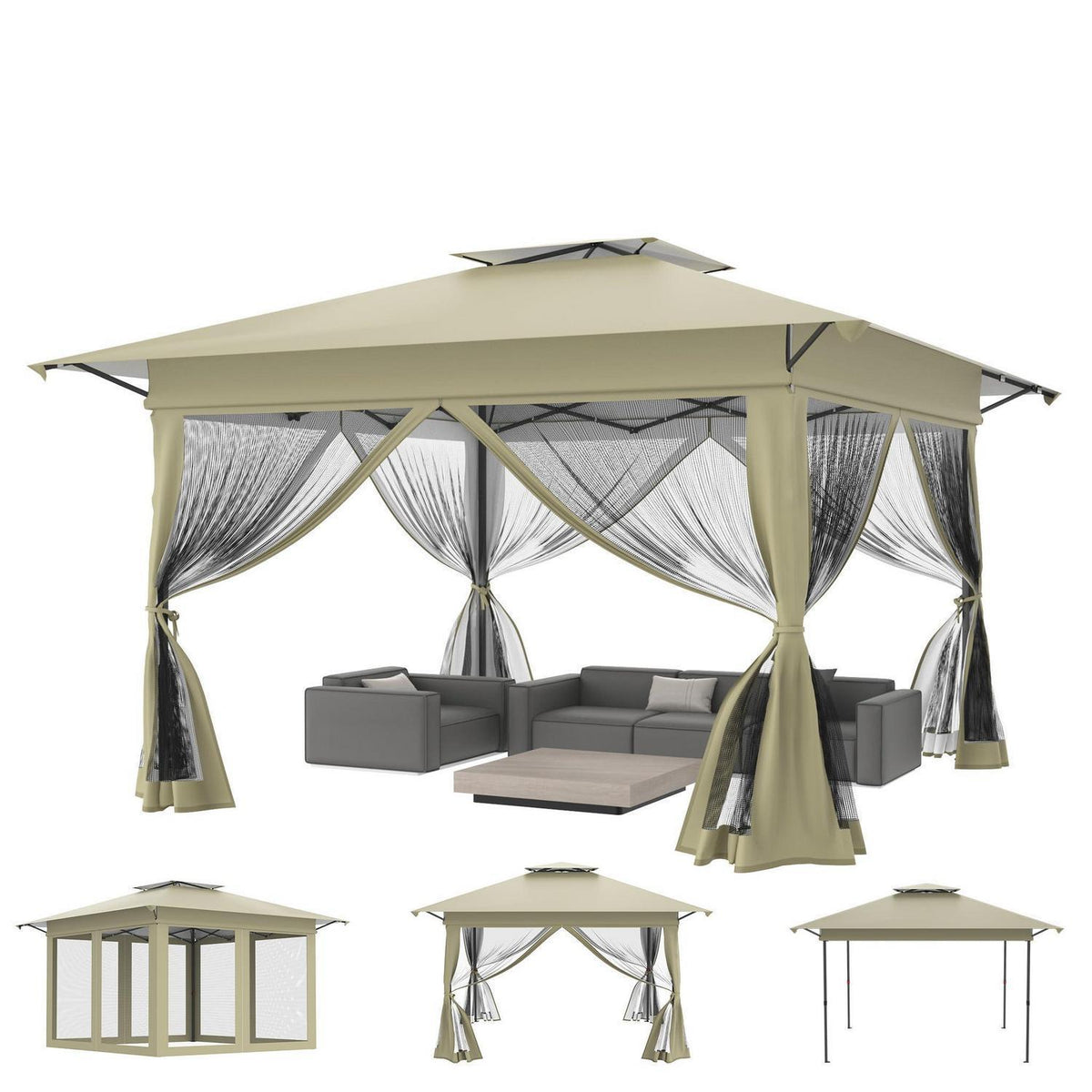 4x4m Faltpavillon mit UV-Schutz & Moskitonetz