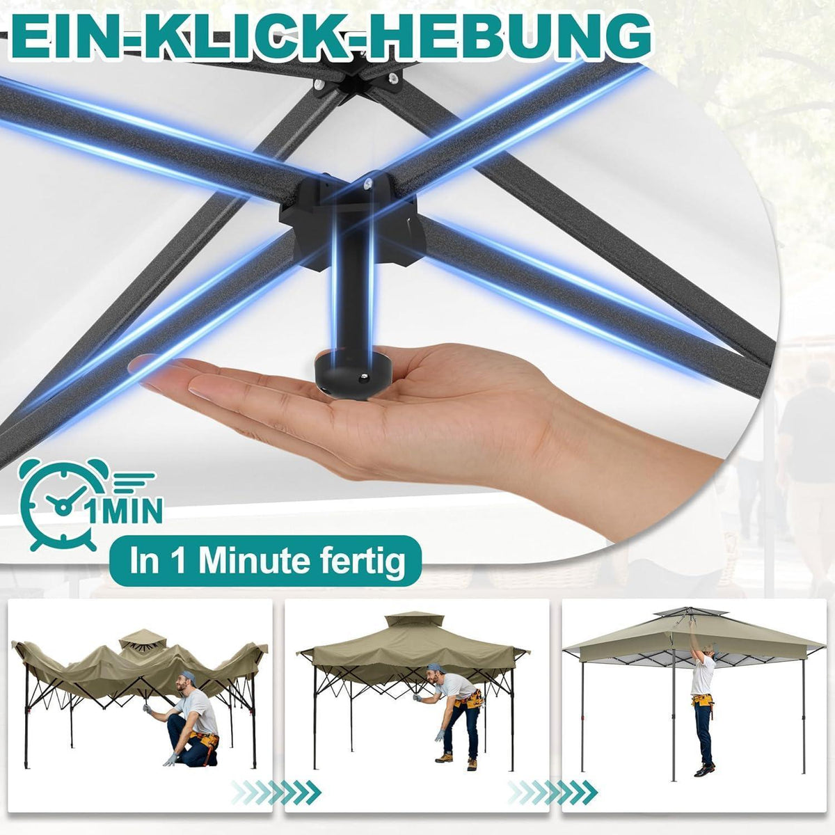 4x4m Faltpavillon mit UV-Schutz & Moskitonetz