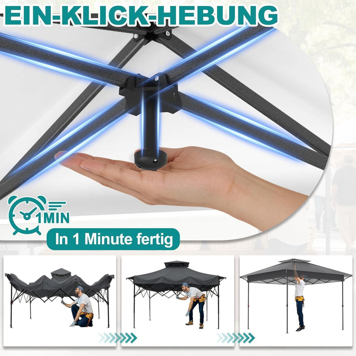 4x4m Faltpavillon mit UV-Schutz & Moskitonetz