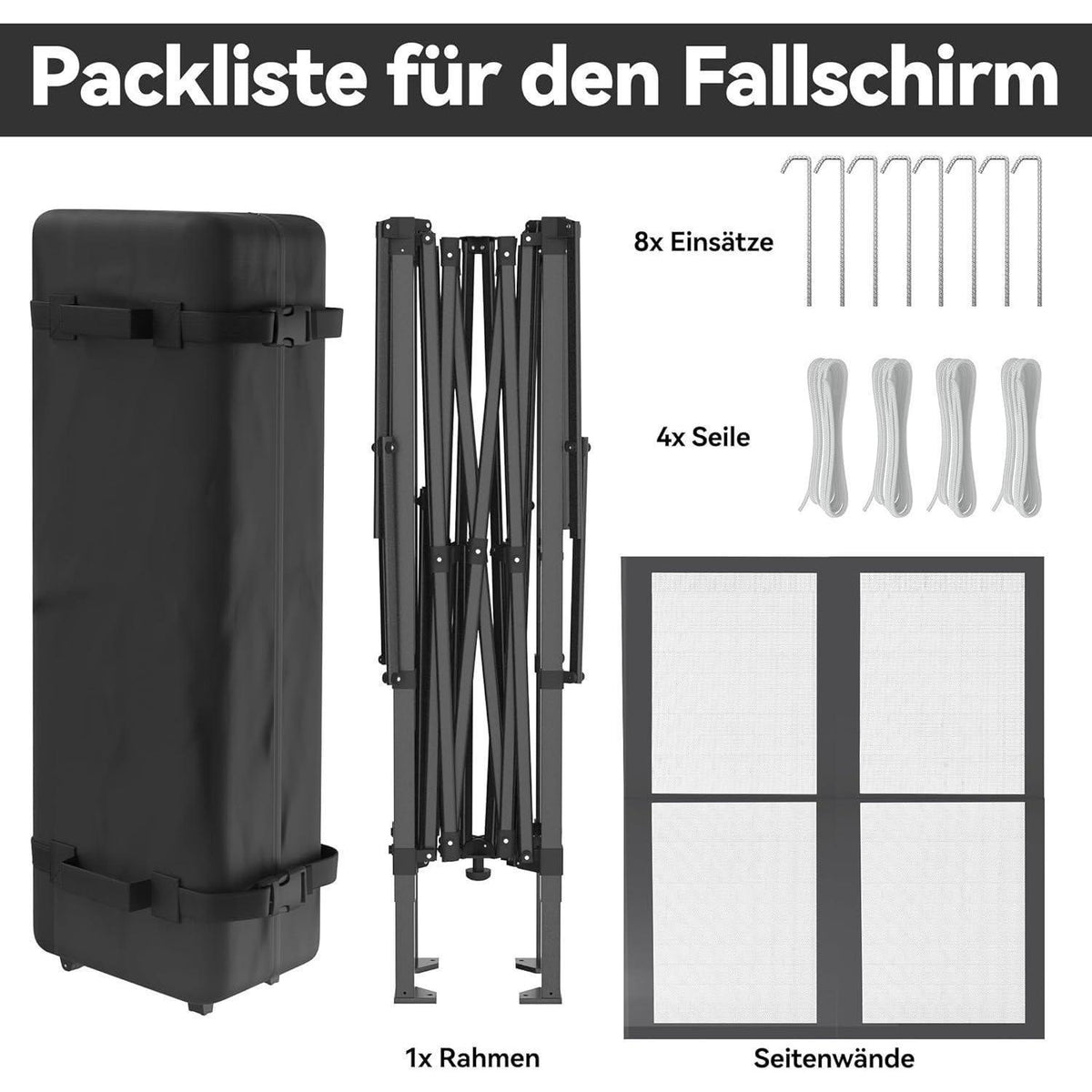 4x4m Faltpavillon mit UV-Schutz & Moskitonetz