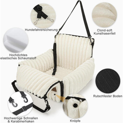 Hunde Autositz Memory Foam – Waschbar & Verstellbar