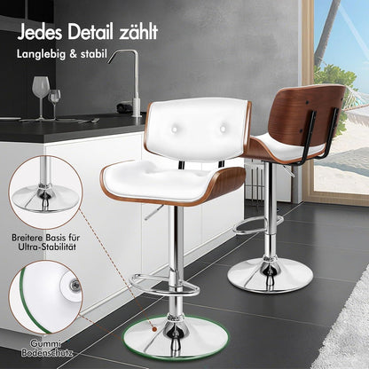 Verstellbarer Barhocker mit 360° Drehung – Weiß